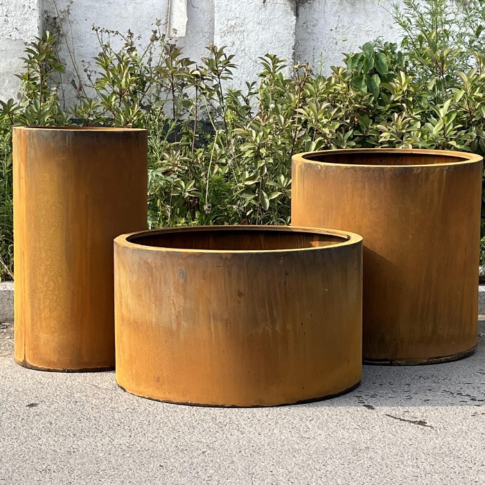 Corten steel round flower pot Corten steel round flower pot